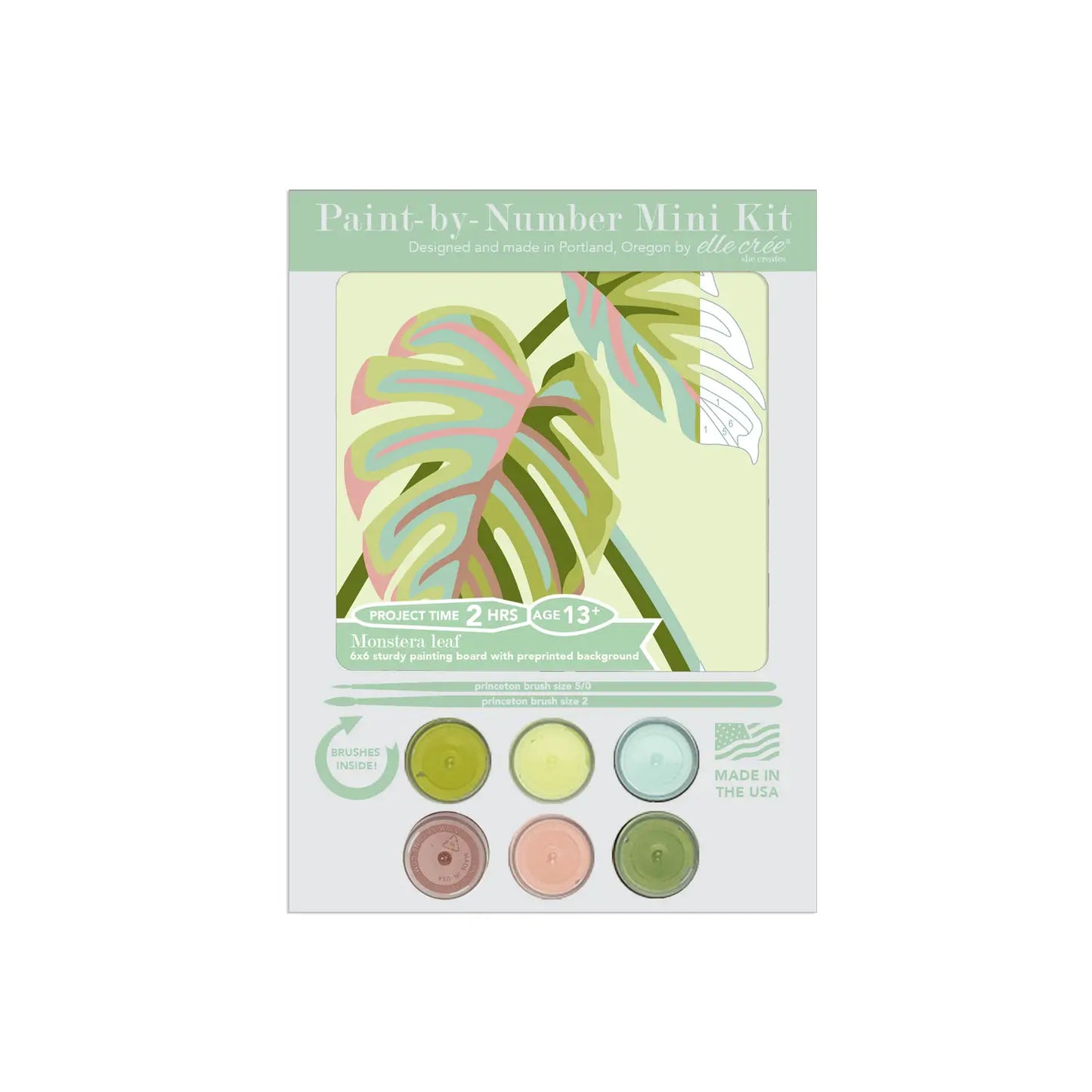 Monstera Leaves MINI Paint-by-Number Kit from Elle Cree