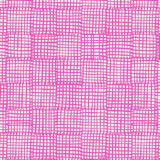 PINK Grid Quilting Cotton from Sarah Golden, Cats and Dogs, Andover