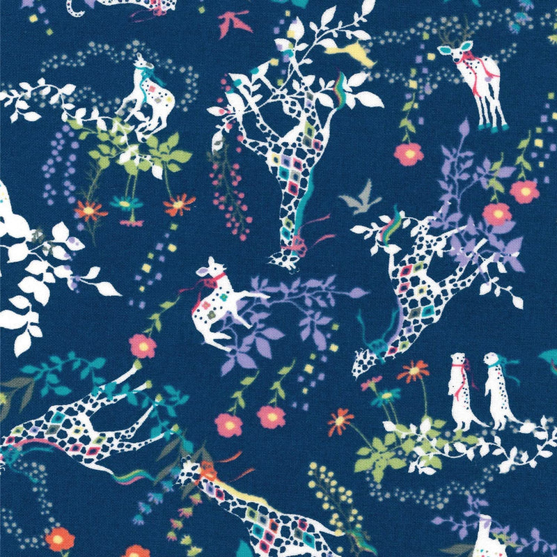 NAVY Flower Drif Cotton Sheeting from Kayo Horaguchi