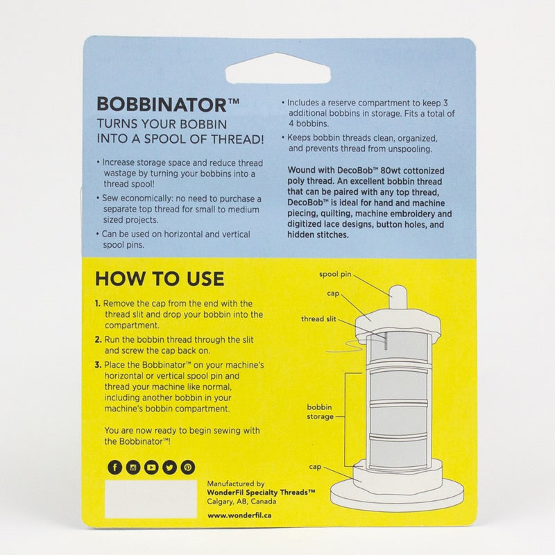 Bobbinator - Decobob 80wt 100% Cottonized Polyester Thread by Wonderfil