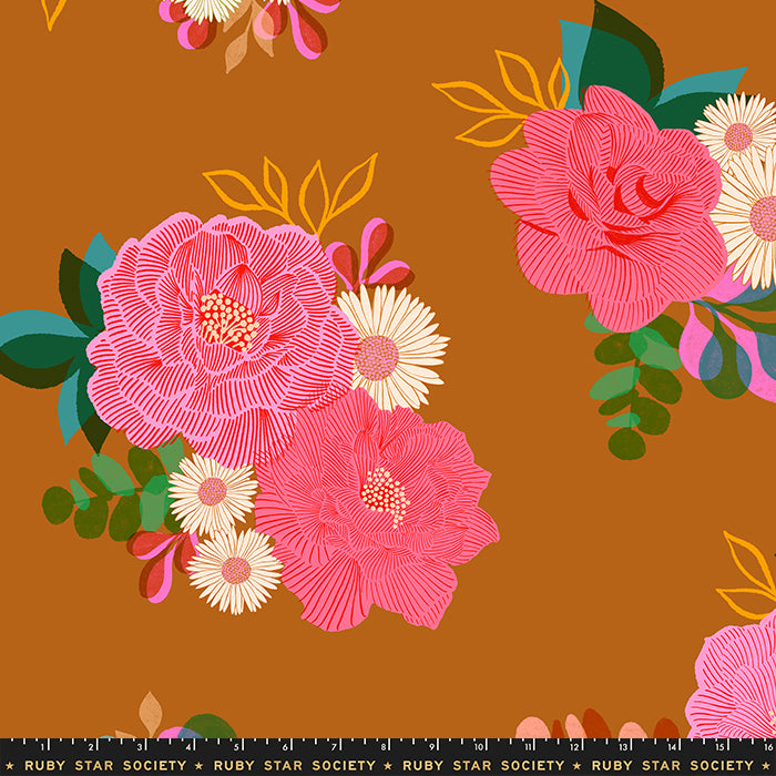 Caramel Camellia Wideback (108") by Melody Miller, Ruby Star Society