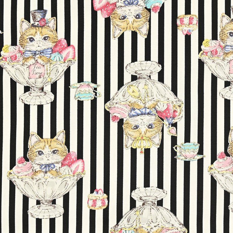 B&W Wonder Closet Cats - Oxford Cotton from Kokka