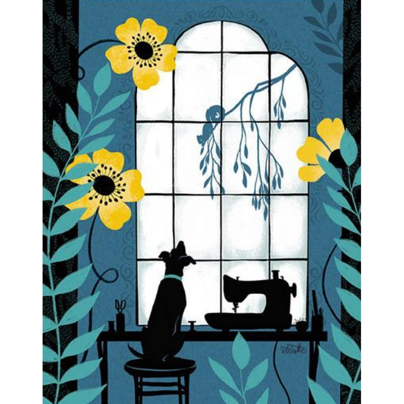 Window Pup Art Print from Craftedmoon by Sarah Watts