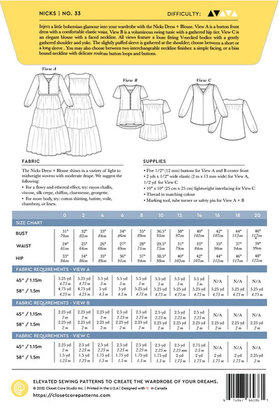 Nicks Dress and Blouse Pattern from Closet Core Patterns