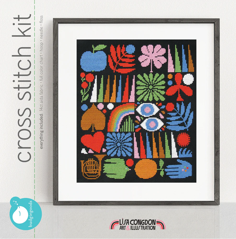 Lisa Congdon Joyful Grid Cross Stitch Kit from BudgieGoods