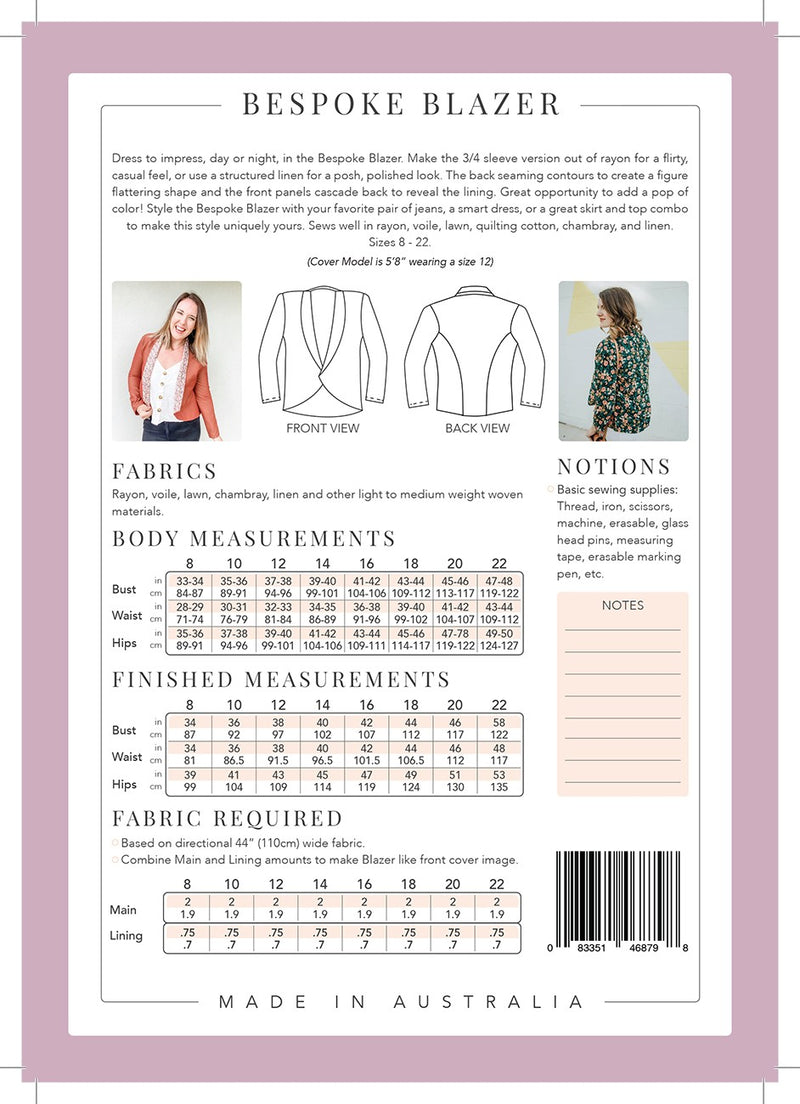 Bespoke Blazer Pattern from Sew To Grow