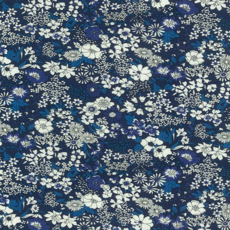 NAVY Floral 1A, Flownny I Lawn from KOKKA