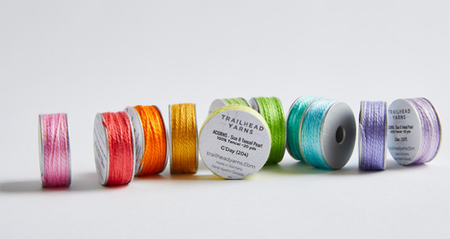 Acorn Cache, 5 Acorn Bobbin Set, Tencel Pearl Cotton by Trailhead Yarns