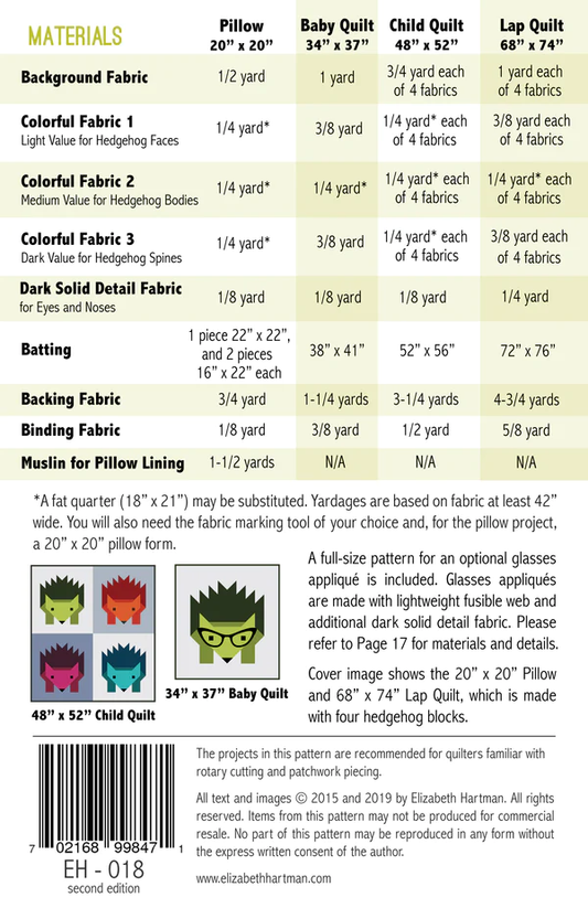 Hazel Hedgehog, A Pattern by Elizabeth Hartman