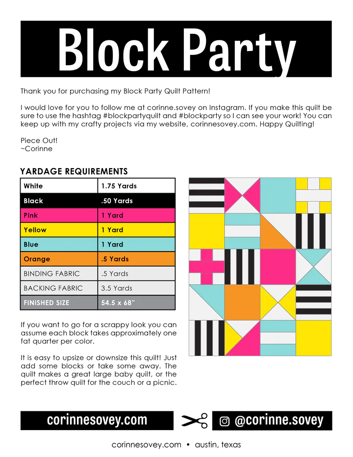 Block Party Quilt Pattern by Corinne Sovey Design Studio