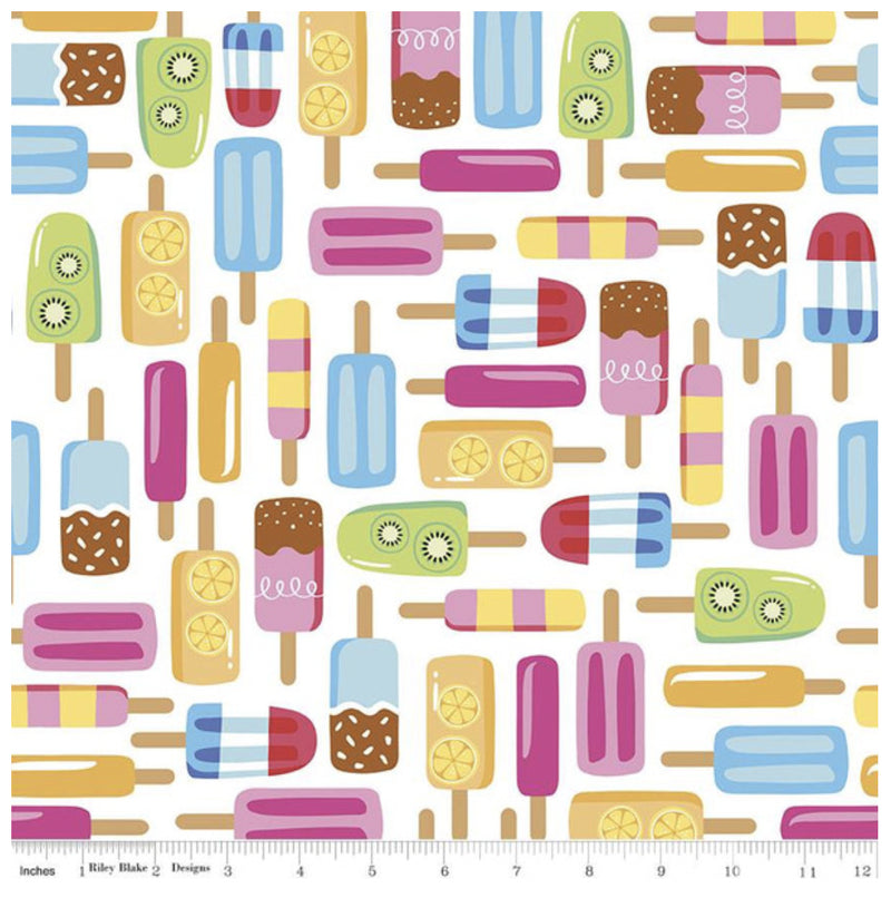 White Popsicles, Rainbowfruit by Damask Love for Riley Blake